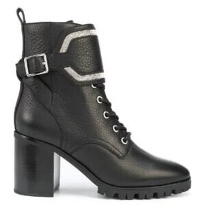 PAIGE Daphne Black Leather Combat Boots size 9 NIB
